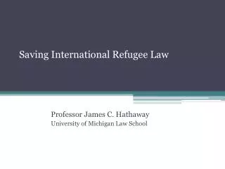 Saving International Refugee Law