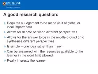 A good research question: