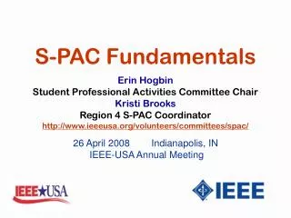 Erin Hogbin Student Professional Activities Committee Chair Kristi Brooks