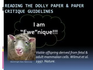 Reading the Dolly Paper &amp; paper critique guidelines