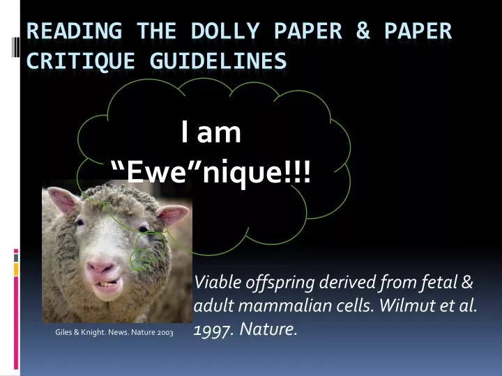 reading the dolly paper paper critique guidelines