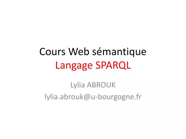 cours web s mantique langage sparql