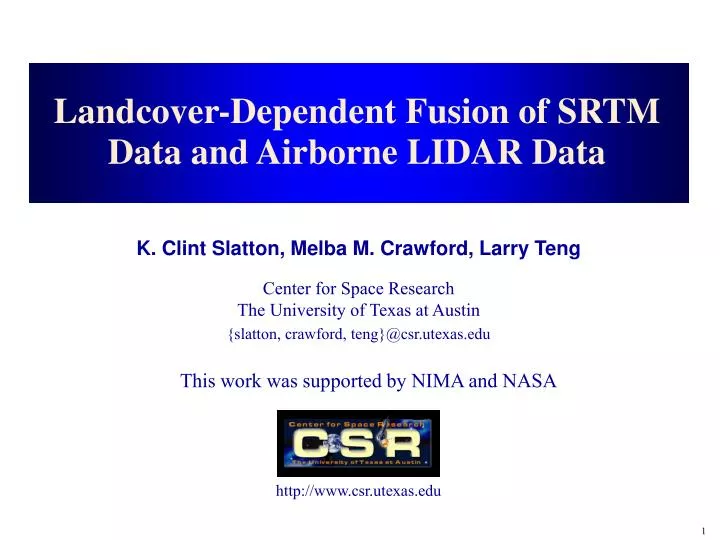 landcover dependent fusion of srtm data and airborne lidar data