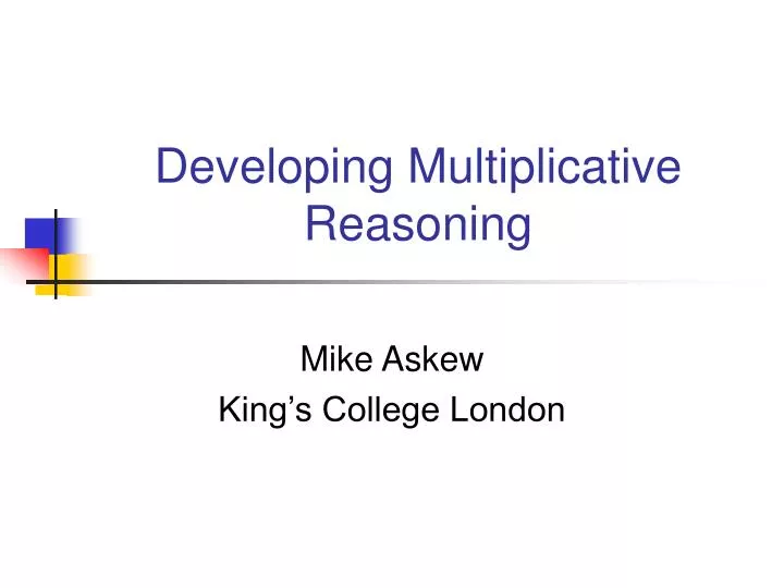 developing multiplicative reasoning