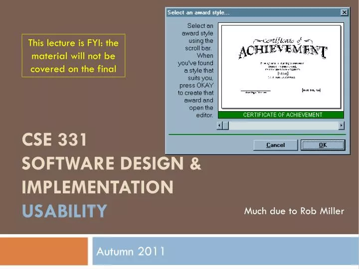 cse 331 software design implementation usability