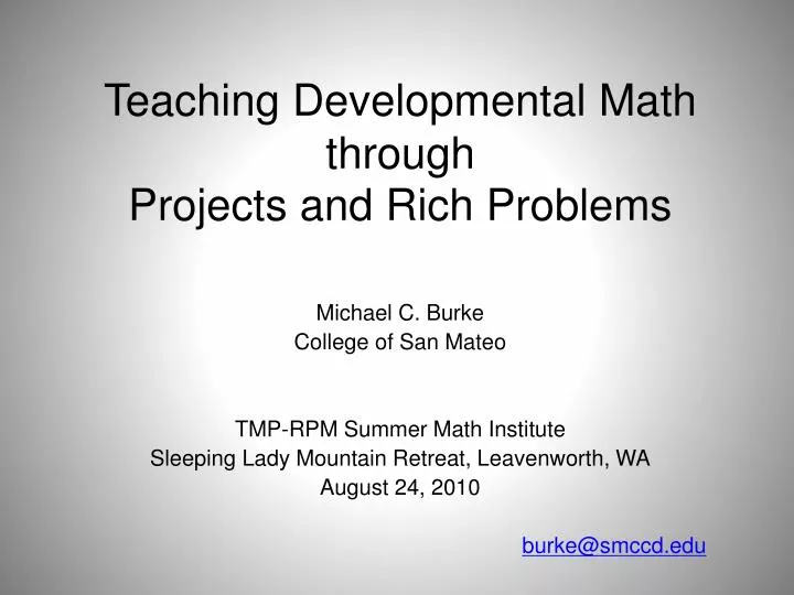 teaching developmental math through projects and rich problems