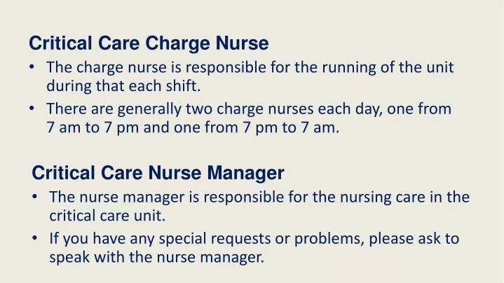 critical care charge nurse