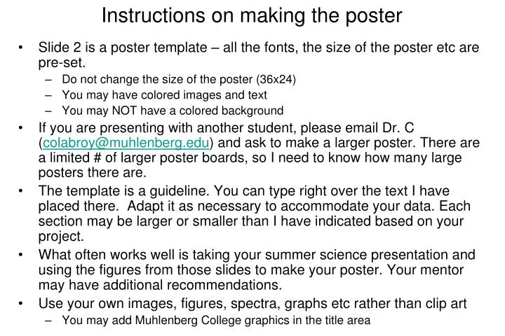 instructions on making the poster