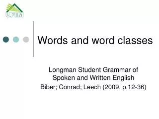 Words and word classes