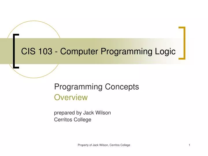 cis 103 computer programming logic