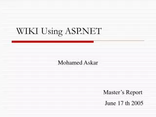 WIKI Using ASP.NET