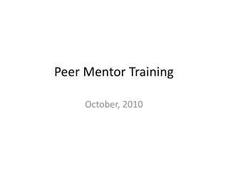 Peer Mentor Training