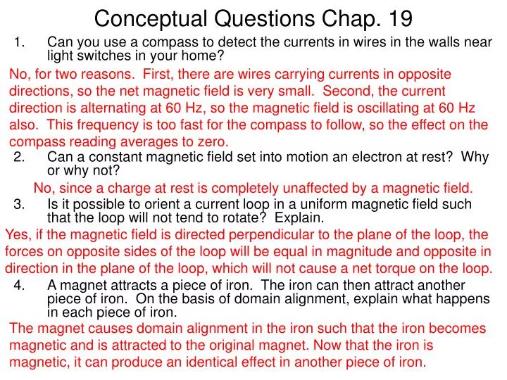 conceptual questions chap 19