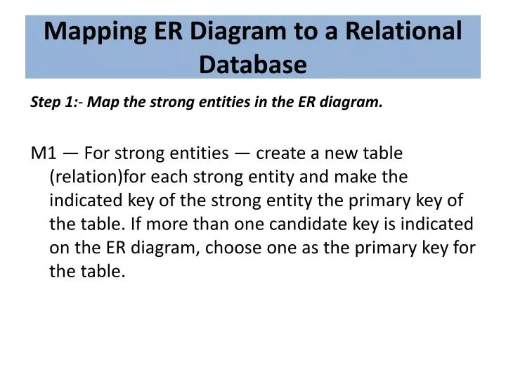 mapping er diagram to a relational database