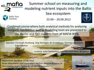 summer school on measuring and modeling nutrient inputs into the baltic sea ecosystem