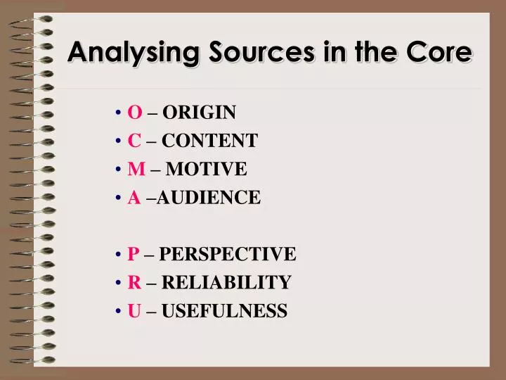 analysing sources in the core