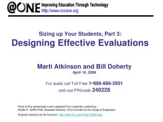 Sizing up Your Students, Part 3: Designing Effective Evaluations