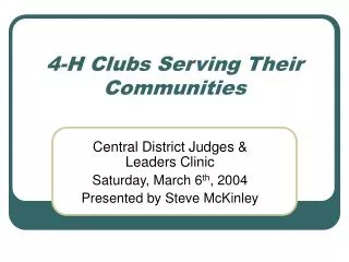 4-H Clubs Serving Their Communities