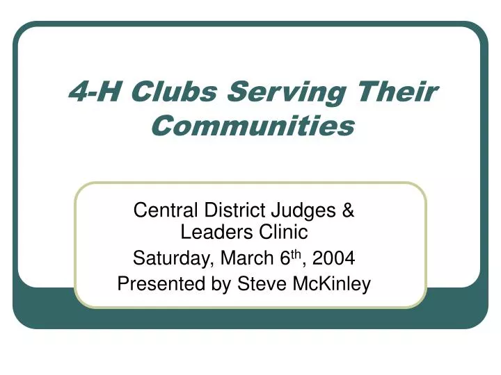 4 h clubs serving their communities