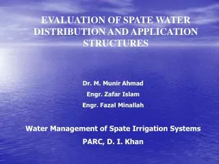 EVALUATION OF SPATE WATER DISTRIBUTION AND APPLICATION STRUCTURES