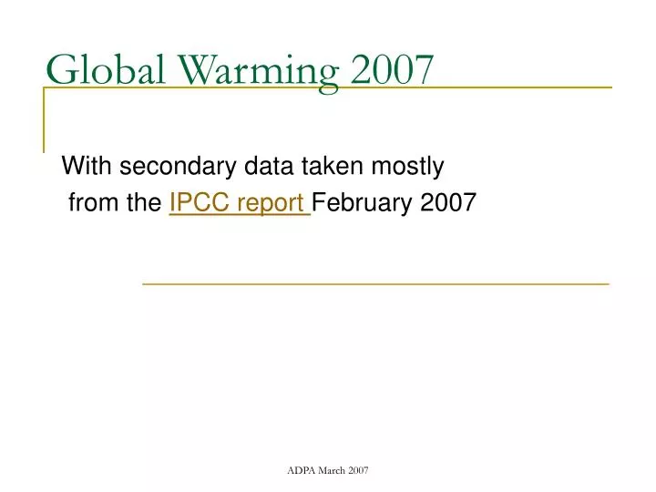 global warming 2007