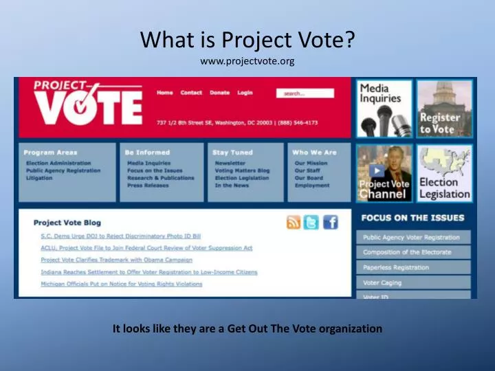 what is project vote www projectvote org