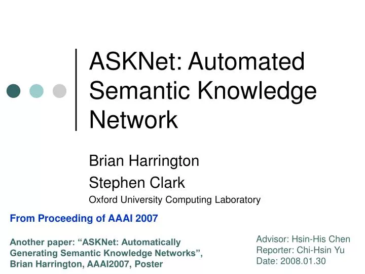 asknet automated semantic knowledge network