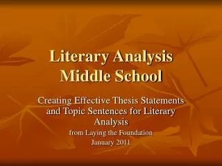 Literary Analysis Middle School