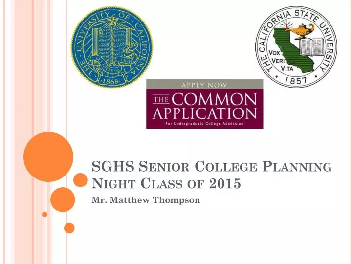 sghs senior college planning night class of 2015