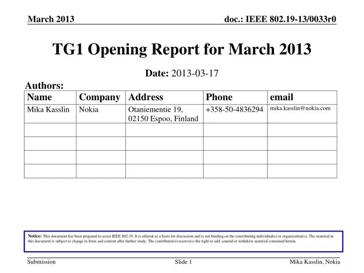 tg1 opening report for march 2013