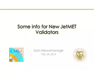Some info for New JetMET Validators