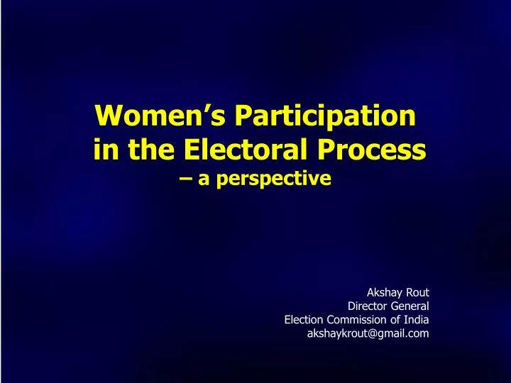 women s participation in the electoral process a perspective