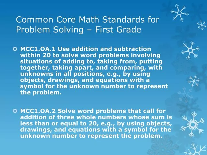 common core math standards for problem solving first grade