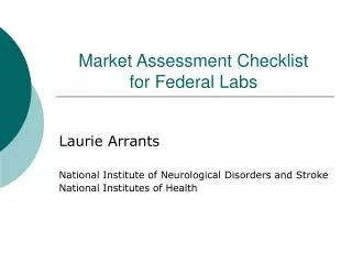 Market Assessment Checklist for Federal Labs