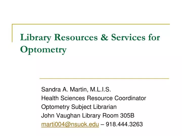 library resources services for optometry