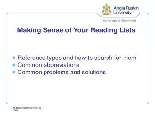 Making Sense of Your Reading Lists