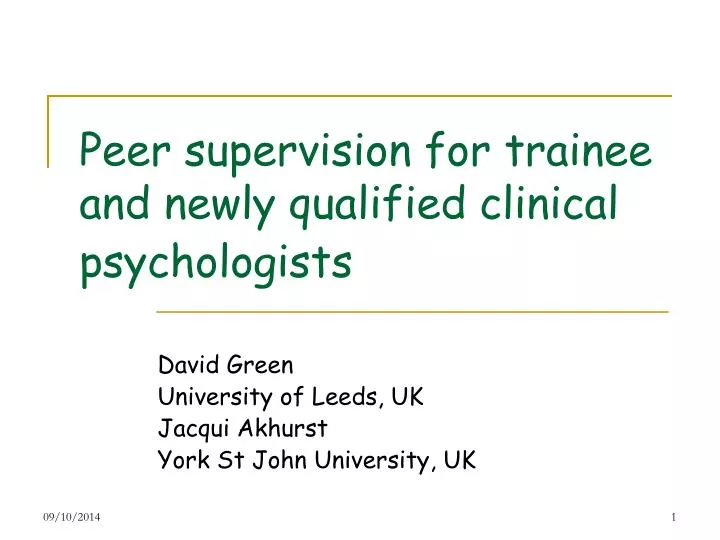 peer supervision for trainee and newly qualified clinical psychologists
