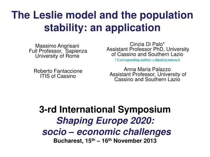 the leslie model and the population stability an application
