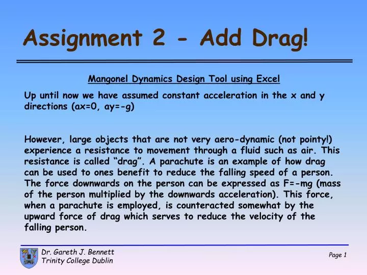 assignment 2 add drag
