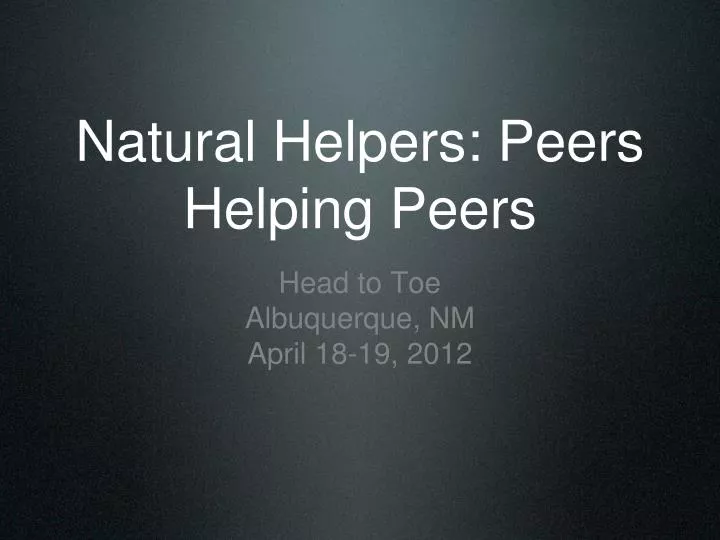 natural helpers peers helping peers