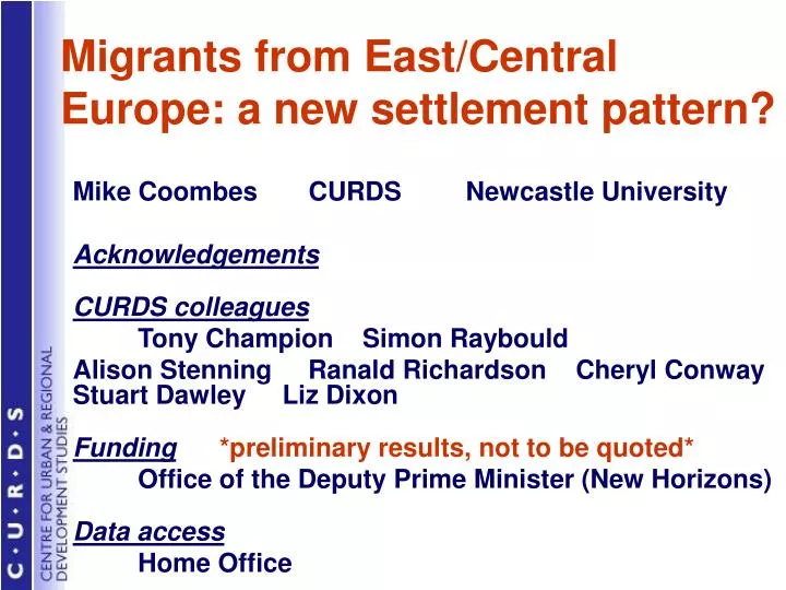 migrants from east central europe a new settlement pattern
