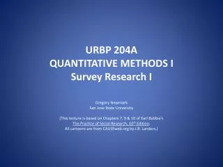 URBP 204A QUANTITATIVE METHODS I Survey Research I