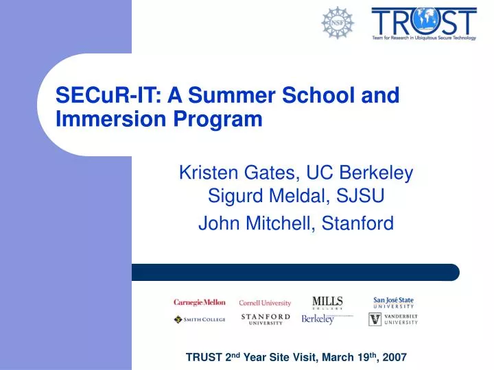 secur it a summer school and immersion program