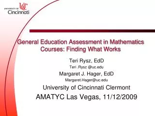 General Education Assessment in Mathematics Courses: Finding What Works