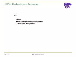 CIS 764 Database Systems Engineering