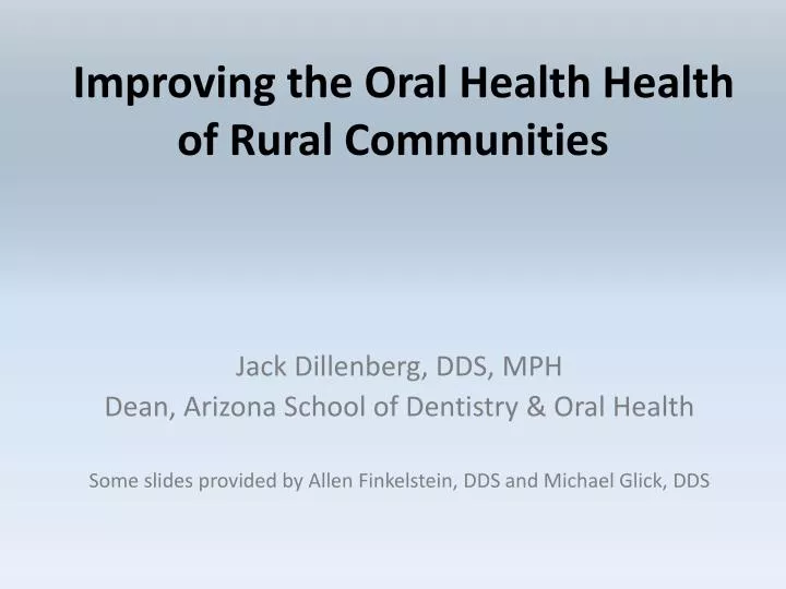 improving the oral health health of rural communities