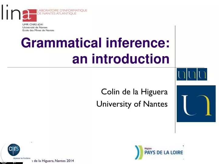 grammatical inference an introduction