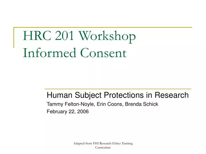 hrc 201 workshop informed consent