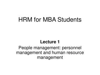 HRM for MBA Students