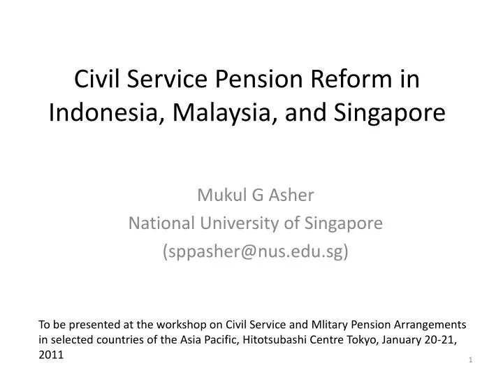 civil service pension reform in indonesia malaysia and singapore